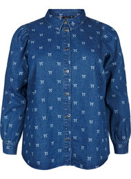 Denimskjorte med sløjfer, Denim Blue W. Wh.Bow