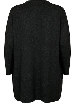 Zizzi Meleret strik cardigan med lommer, Dark Grey Melange, Packshot image number 1