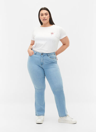 Zizzi Ellen bootcut jeans med høj talje, Ex Lgt Blue, Model image number 0