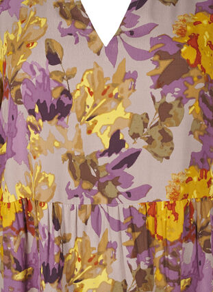 Zizzi Langærmet tunika med blomsterprint, Purple Flower, Packshot image number 2