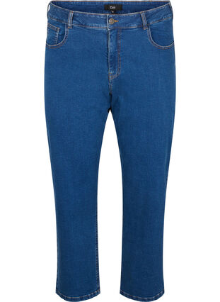 Zizzi Cropped Vera jeans med straight fit, Blue Denim, Packshot image number 0