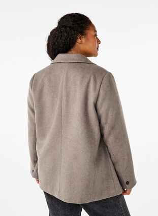 Zizzi Uld blazer med børstet tekstur, Desert Taupe Mel., Model image number 1