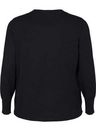 Zizzi FLASH - Strikbluse med rund hals, Black, Packshot image number 1