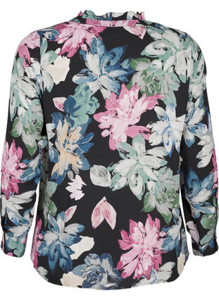 Zizzi Langærmet bluse med blomsterprint, Rose Flower AOP, Packshot image number 1